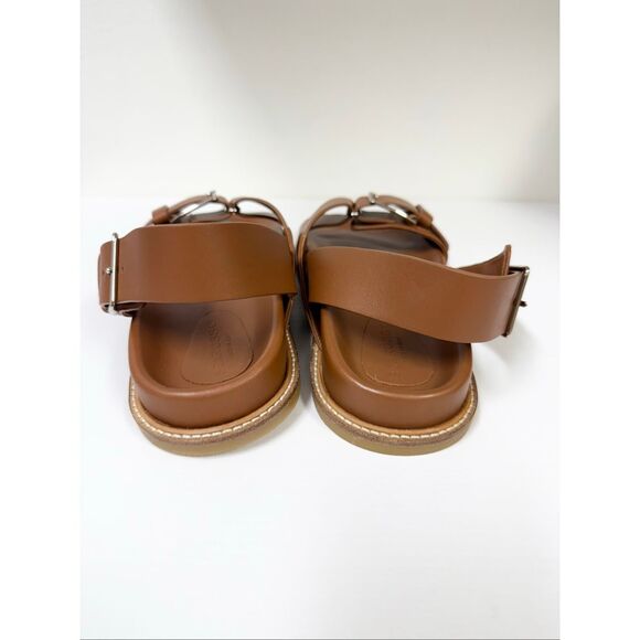 Scarosso Hailey Wide Strap Buckled Sandals 37 1/2 7.5 Leather - Picture 2 of 5